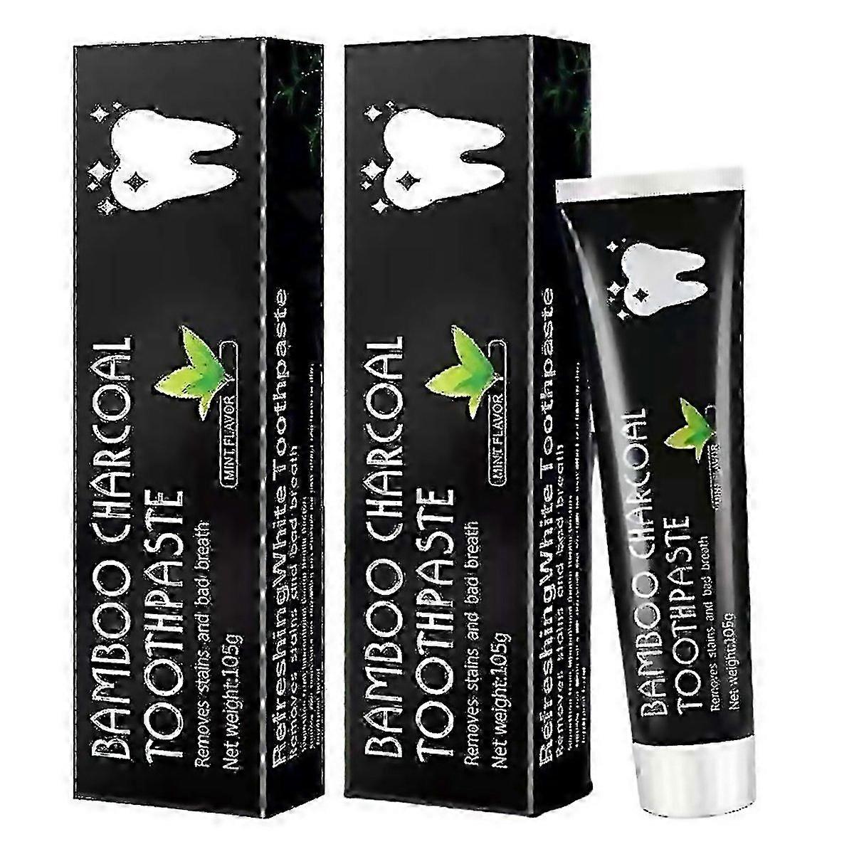 For 2pcs Bamboo Activated Charcoal Toothpaste Teeth Whitening Fluoride Free