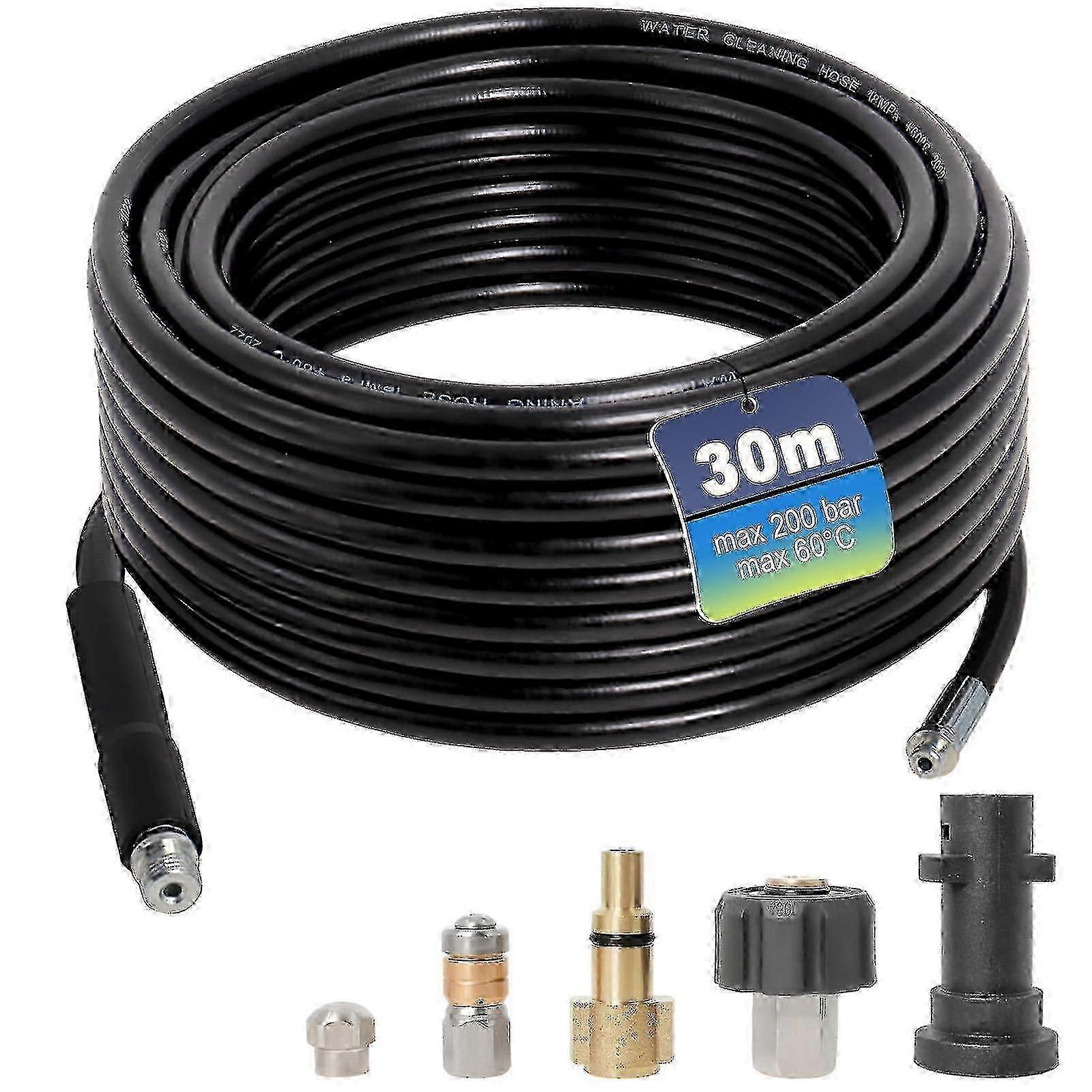 Sewer Cleaning Hose for Pressure Washer, 30m Drain Pipe Set