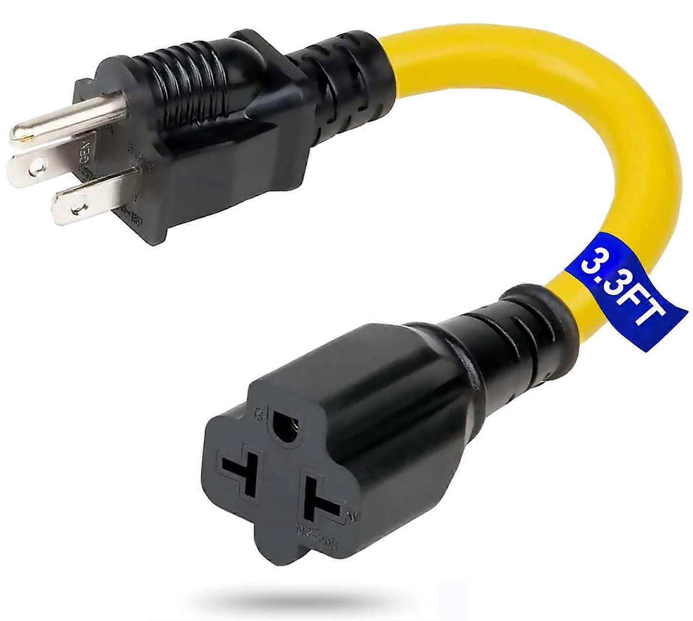 3.3FT 12AWG 4in1 AC Power Adapter Cord, 15A to 20A NEMA Plug, MultiOutlet Compatibility
