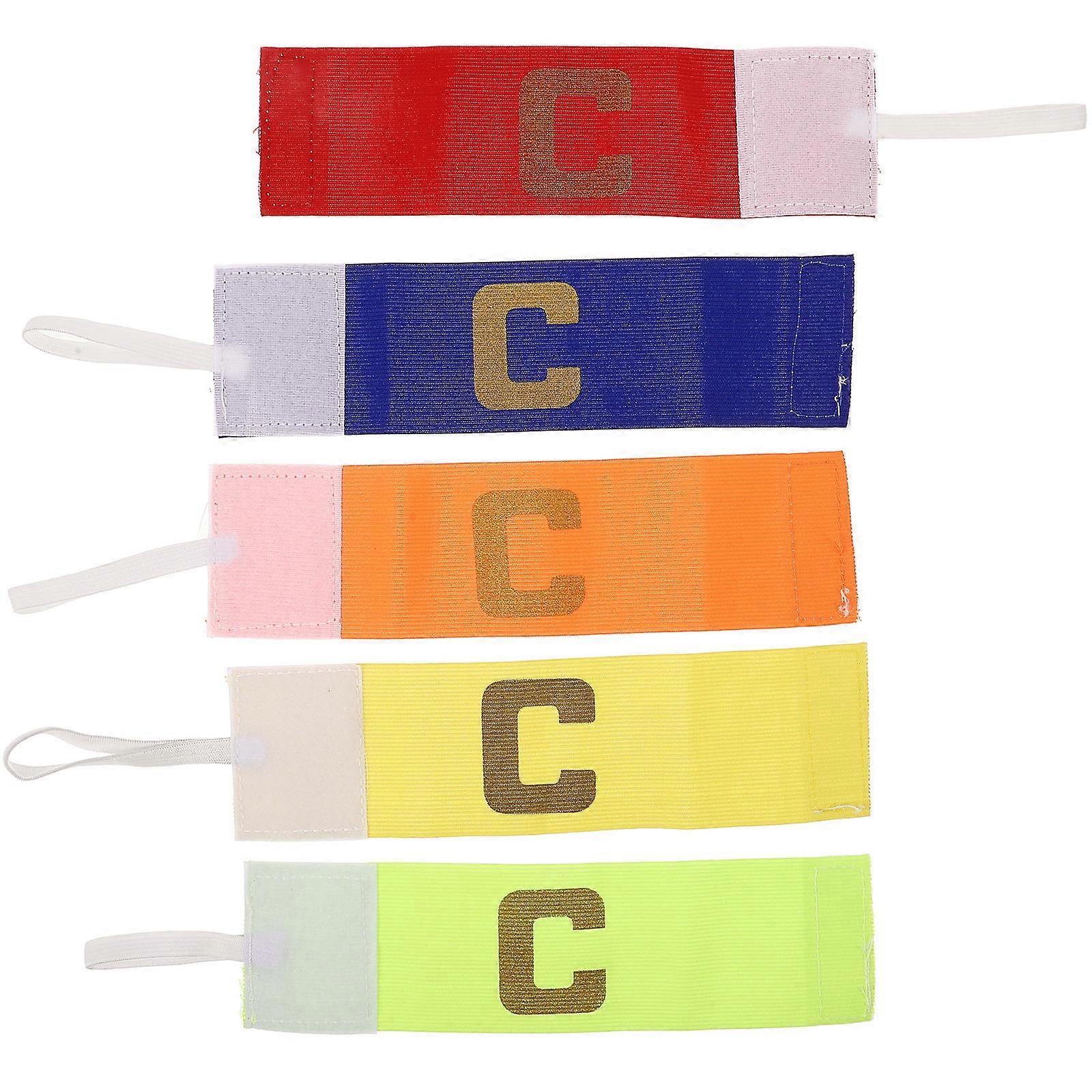 Soccer Captain Armbands for Kids Elastic Wrap Design 5Pcs Assorted Colors