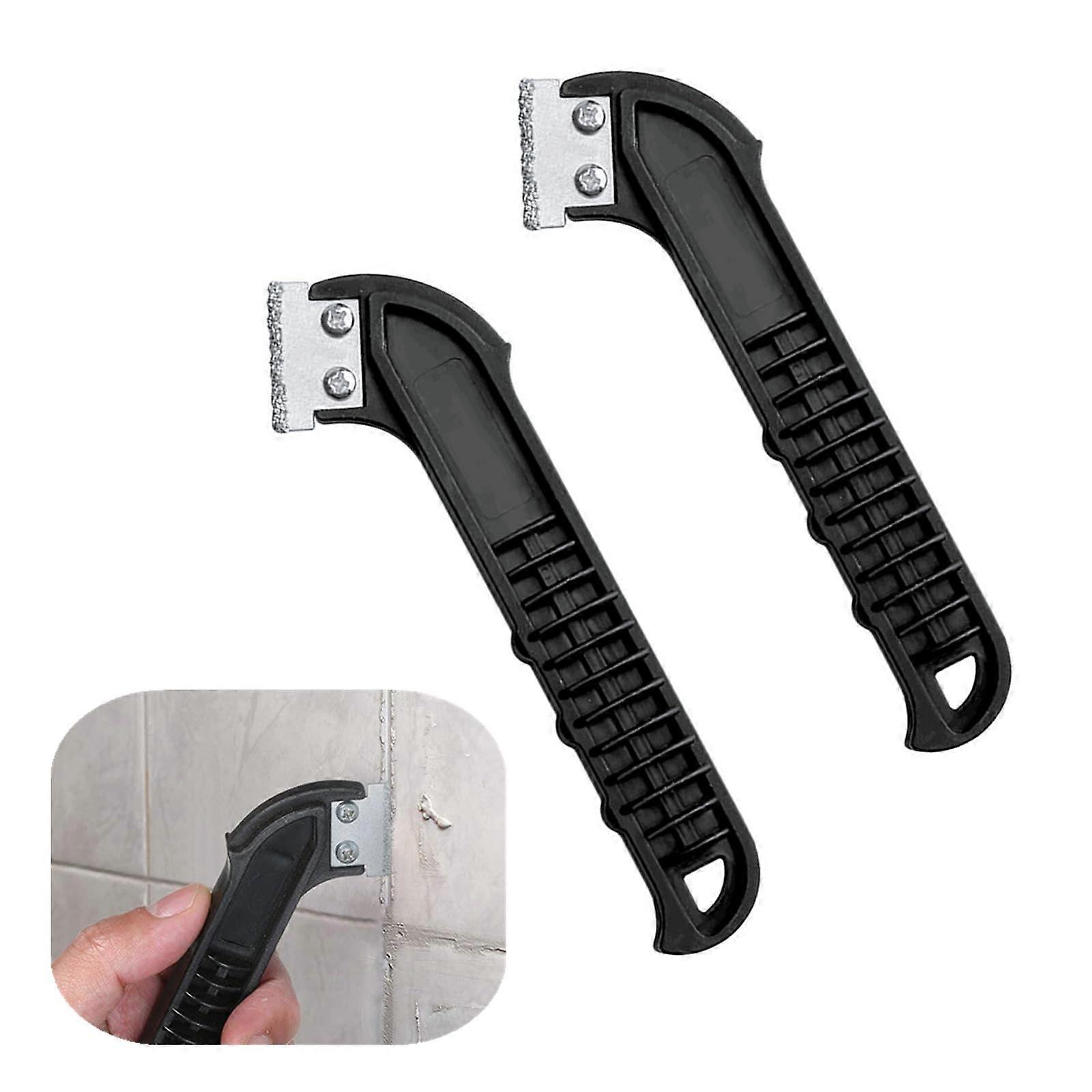 2 Pcs Grout Removal Tool Set with Carbide Scraper for Tile Cleaning, Ergonomic NonSlip Grip