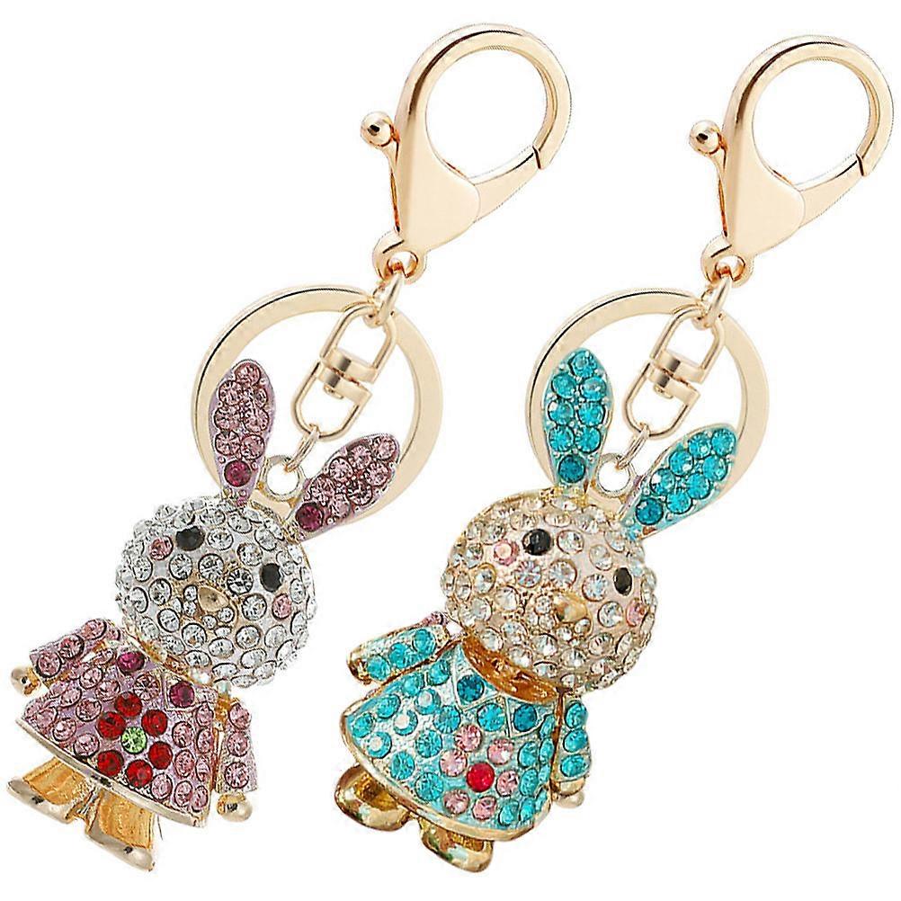 Bunny Keychain Rhinestone Rabbit Key Chain for Decoration 8Pcs Assorted