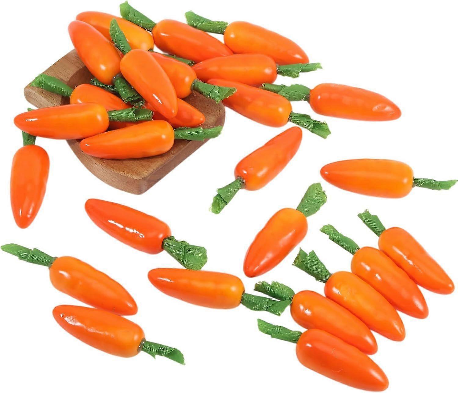 25pcs Easter Artificial Carrots 4inch Tall Easter Carrots Plastic Artificial Decoration Simulation Carrot for Pretending Prop Decorations Home Kichen 