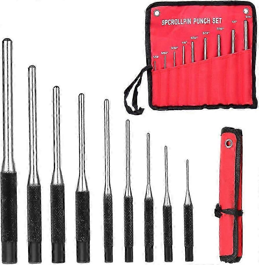 Professional Roll Pin Punch Set, Multi-purpose Tool For Automotive Maintenance, Chrome Vanadium Steel With Knurled Grip For Controlled Pin Removal