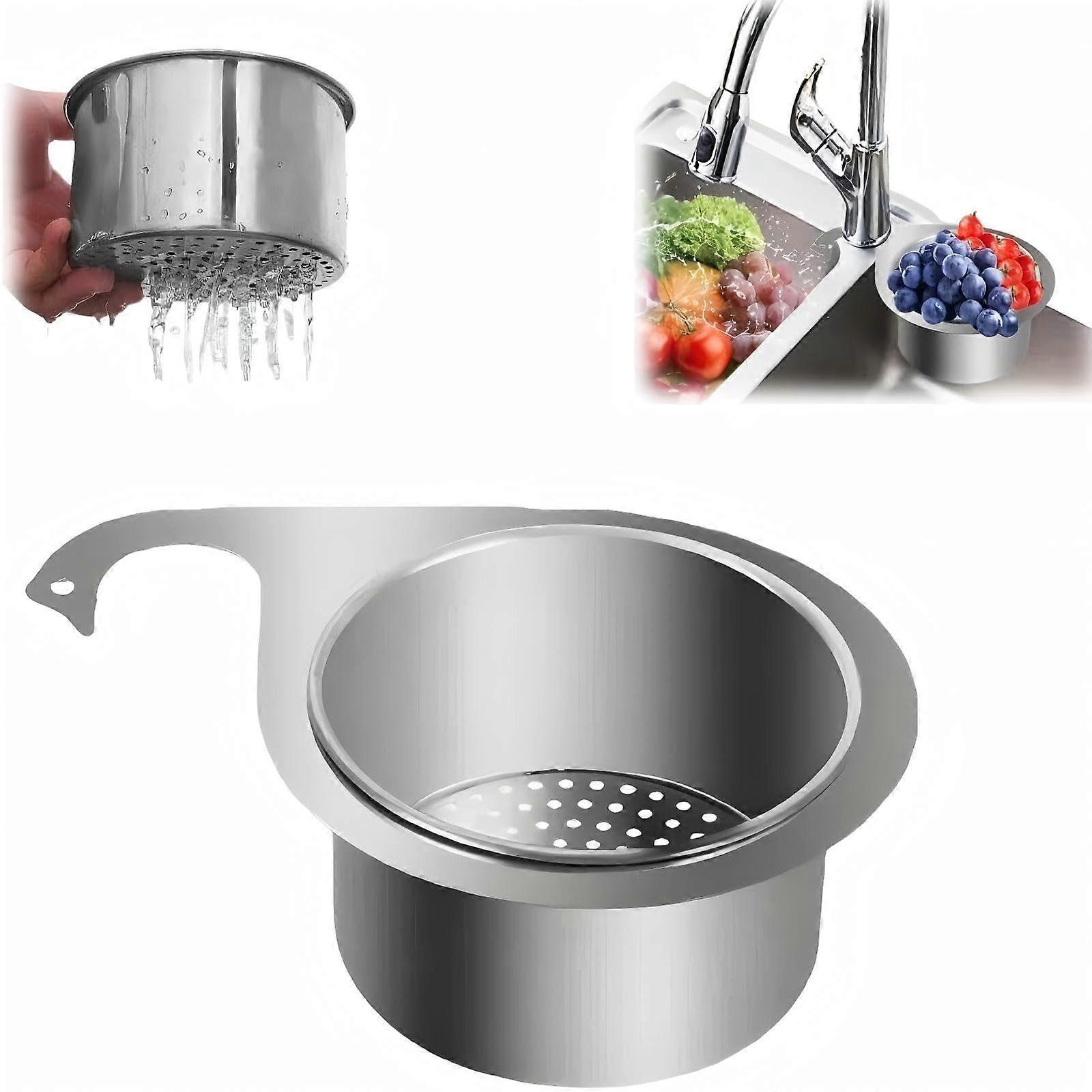 304 Stainless Steel Corner Sink Strainer Basket, Triangular Swan Design for Kitchen Fruit and Vegetables