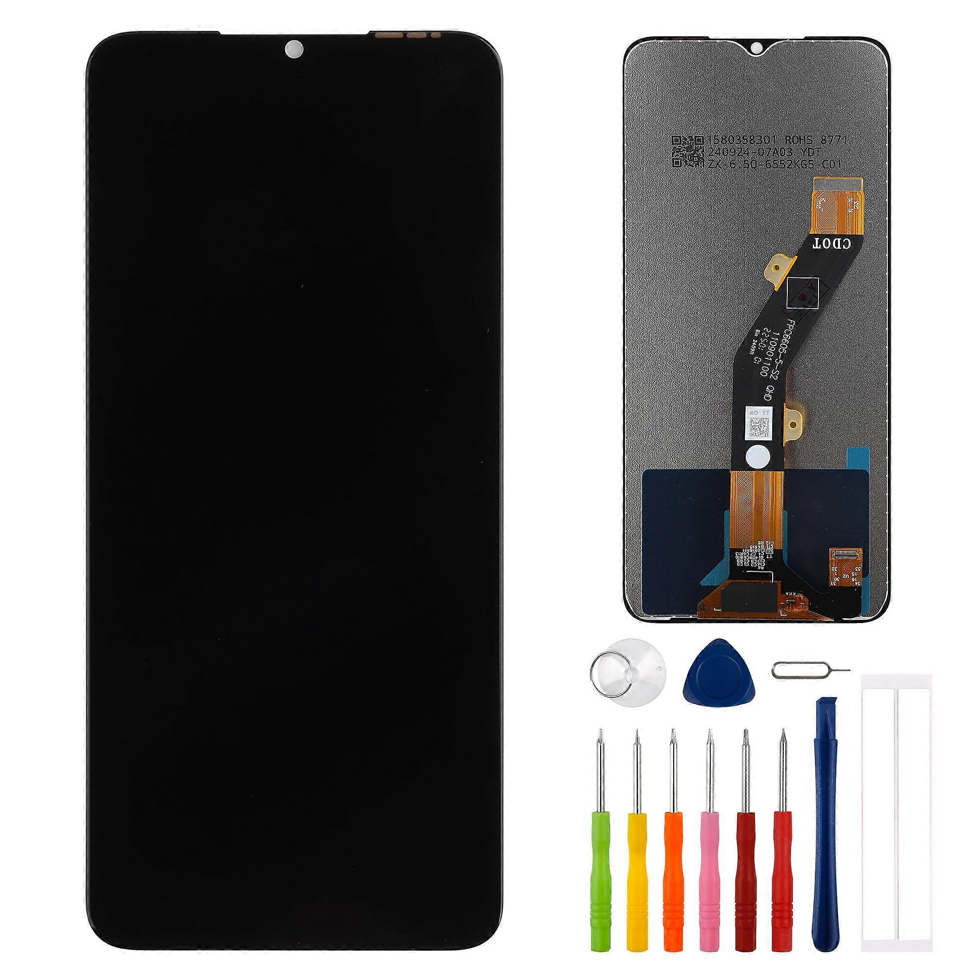 LCD Touch Screen Digitizer Phone Screen Replacement for Infinix Smart7 Spark Go2023 X6515 BF7 Black with Tool Kit