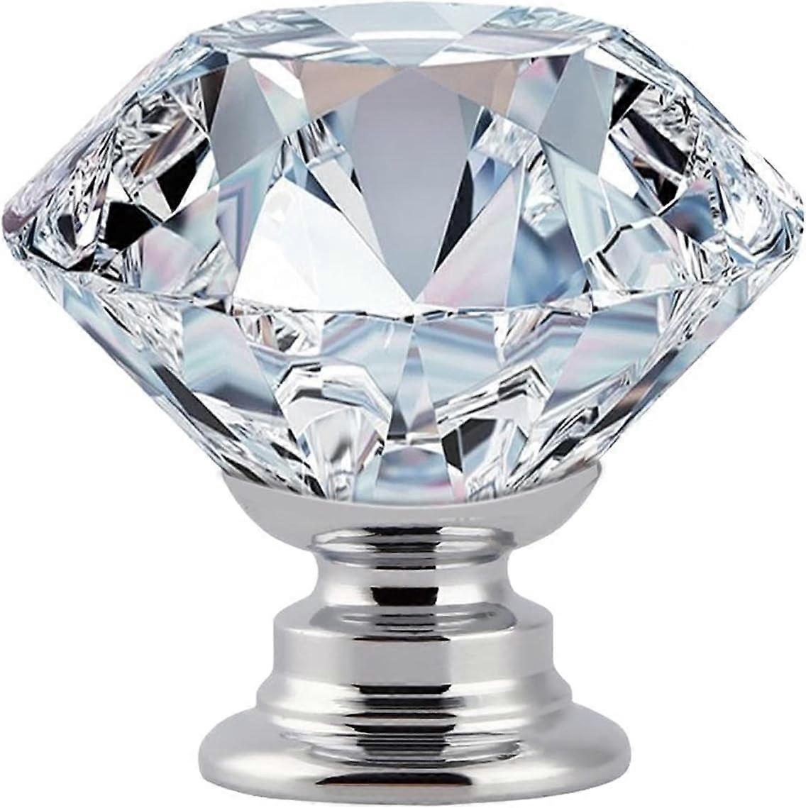 12 Pcs 30MM Clear Glass Dresser Knobs Silver Diamond Drawer Knobs Pulls Handles Kitchen Cabinet Knobs for Dresser Drawers