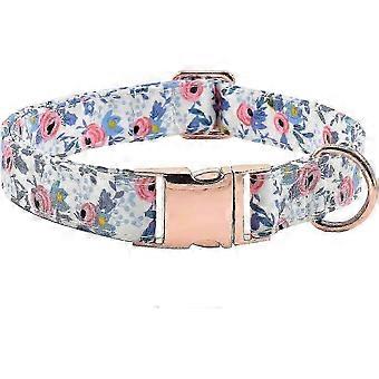 25-26 Metal Buckle Dog Collar, Durable Adjustable Dog Collar Soft For Small Medium Large Dogs Flower2 L(15-23in)