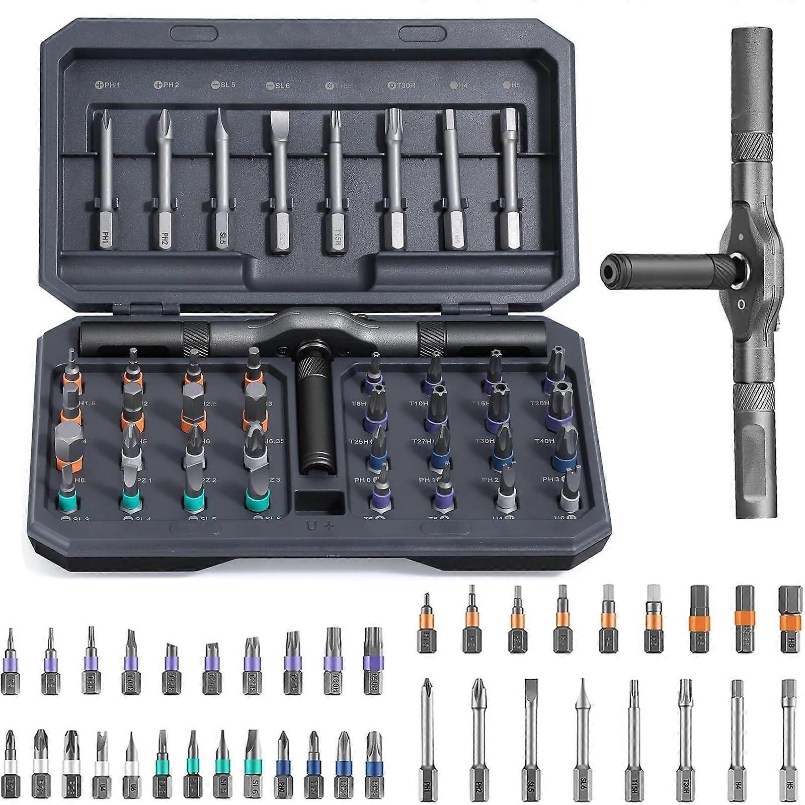 42 in 1 Ratchet Screwdriver Set with Magnetic Bit Retention for Electronics, DIY and