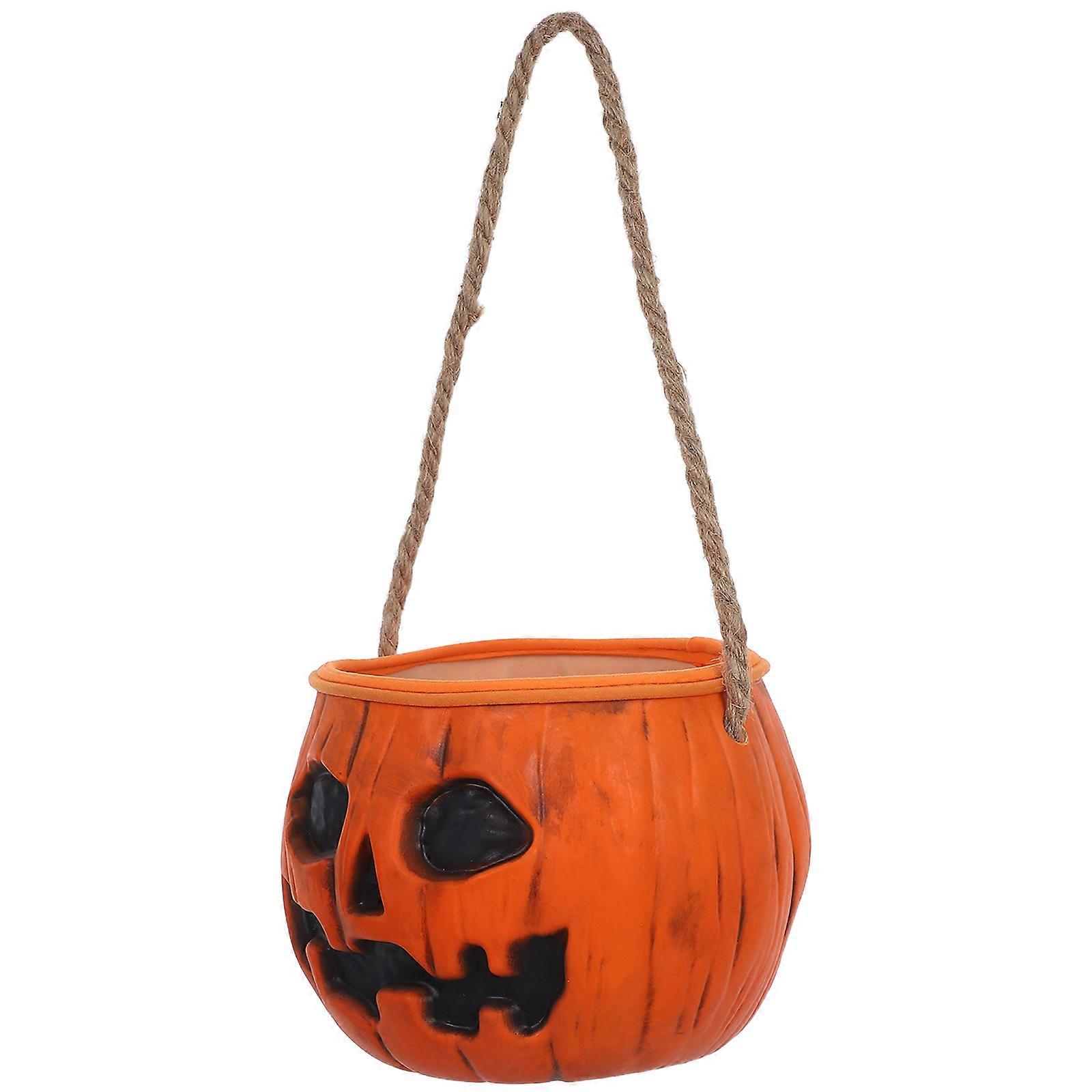 Halloween Candy Basket Light-Up Rubber Pumpkin Pail