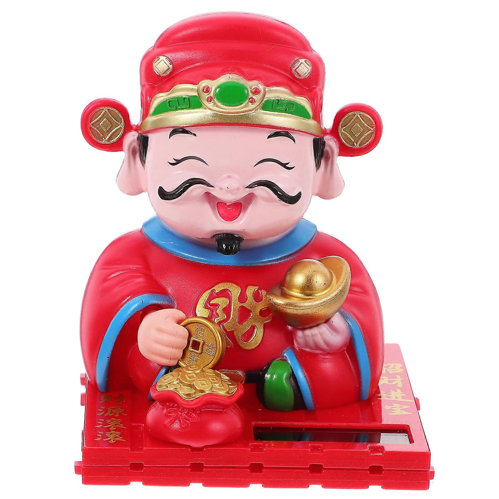 Solar-Powered Bobblehead Figurine for Cars Dashboard Interactive Decor