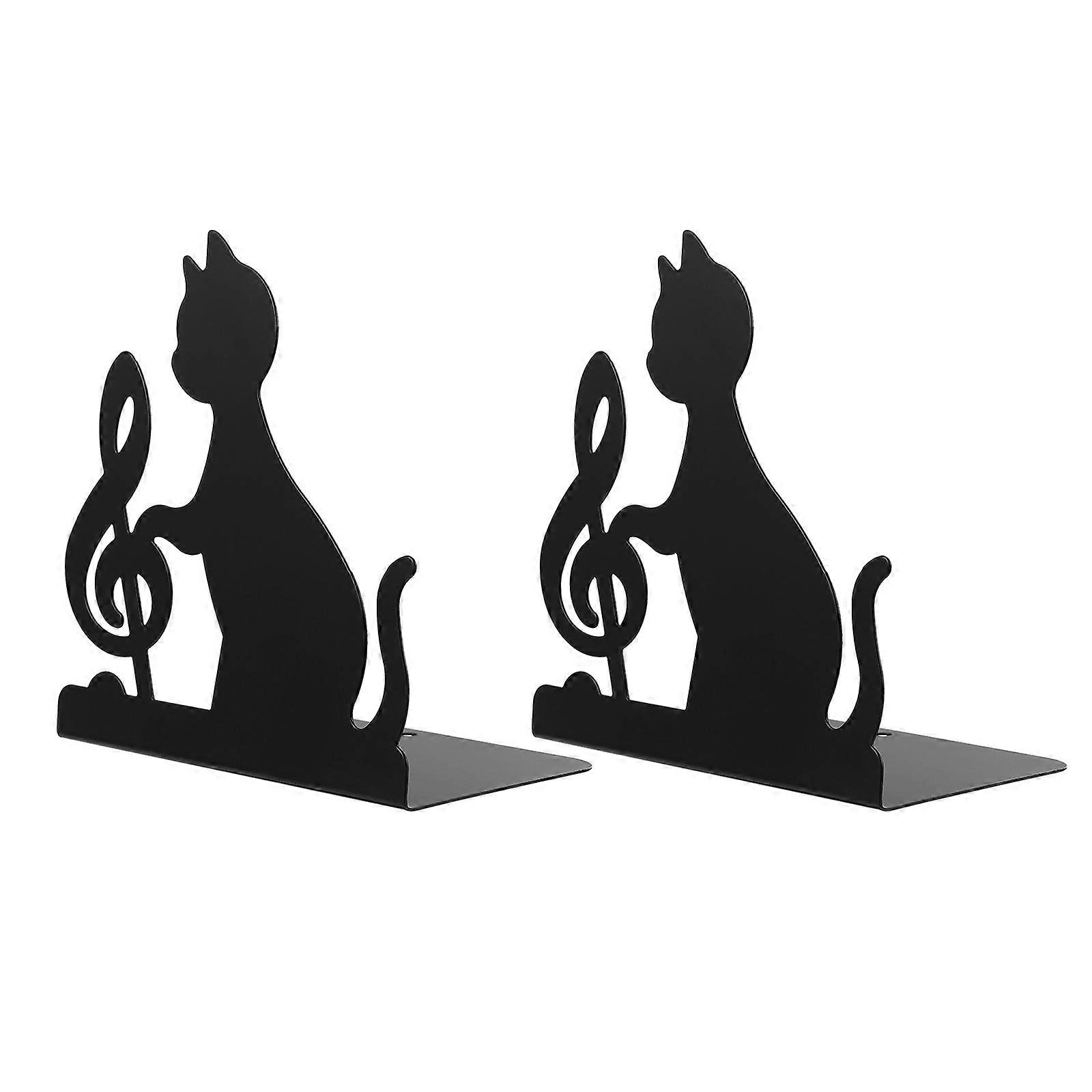 Decorative Music Note Cat Bookend 1Pair Creative Cat Shape Book Holder