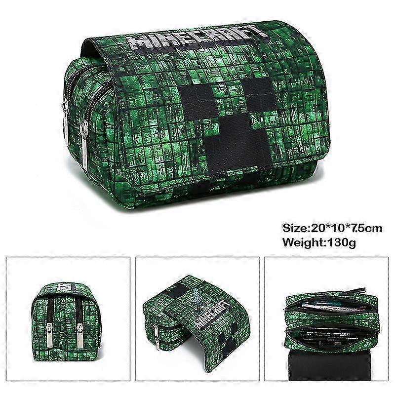 2025 Minecraft Double Layer Pencil Case for Kids with Large Capacity (2)