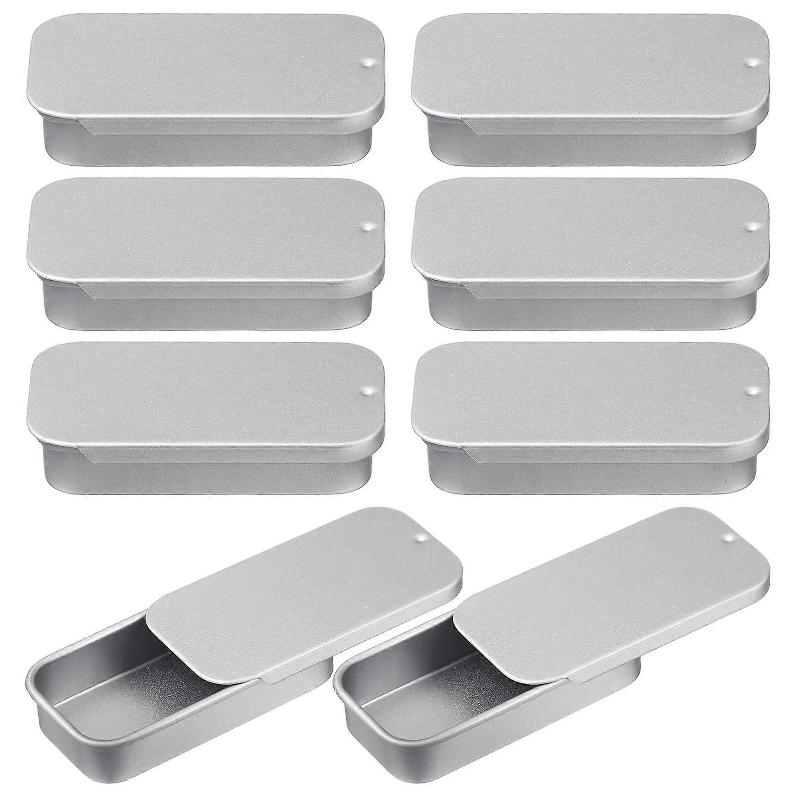 16Pcs Metal Tin Box Small Storage Tin, Rectangular Sliding Lid Pocket Size for Candy Pills Coins
