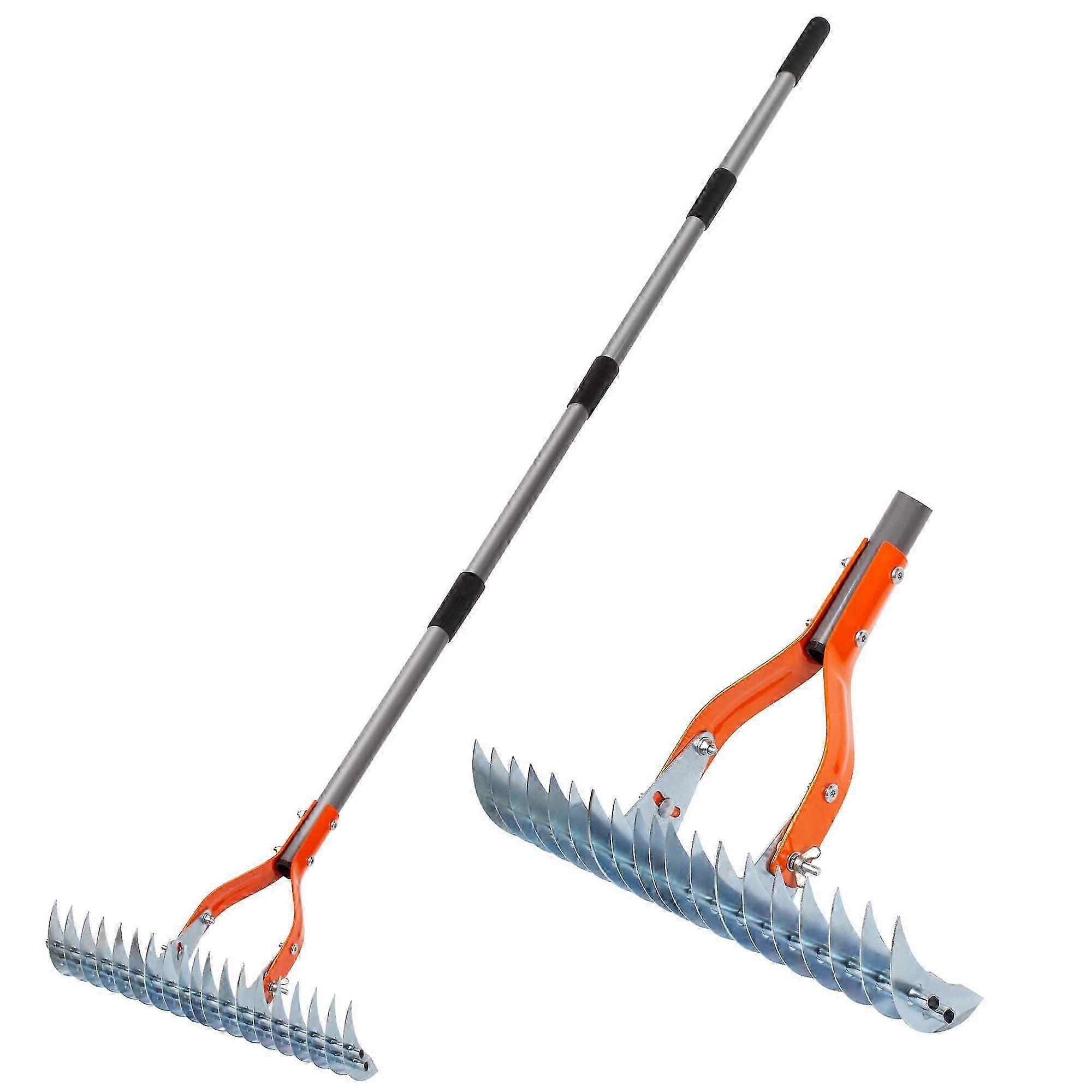 2025 Thatch Rake, 15-Inch Lawn Thatching Rake, Robust Dethatcher Rake, Efficient Steel Metal Rake with Handle