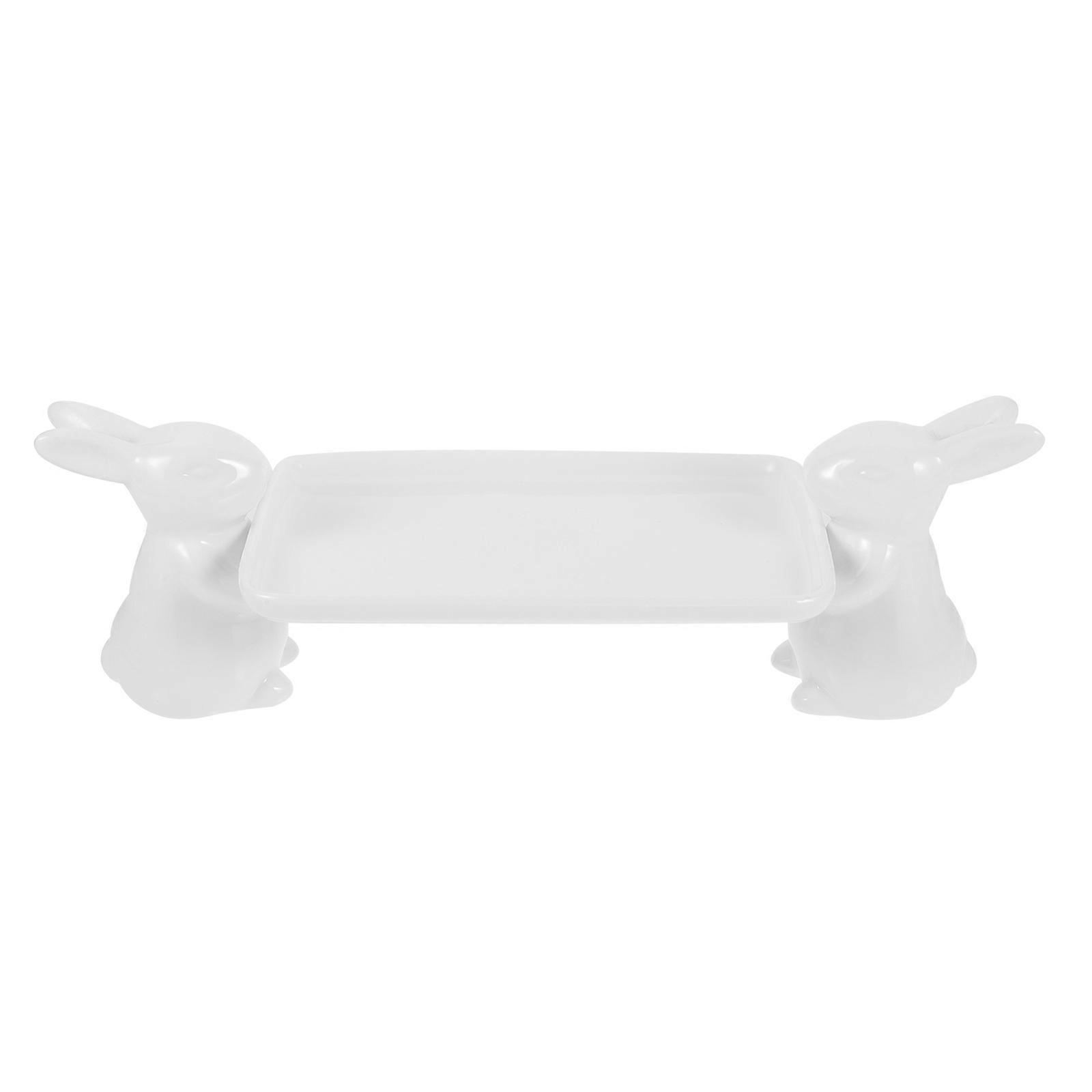 Rabbit Shaped Plates Candy Container For Parties High Footed Plate Gold 1Pcs