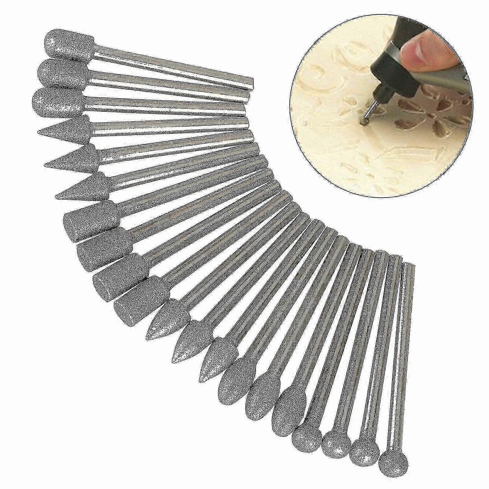 2026 20 Pcs Diamond Burr Set Drill Bit Set For Dremel Tool Rotary Grinding