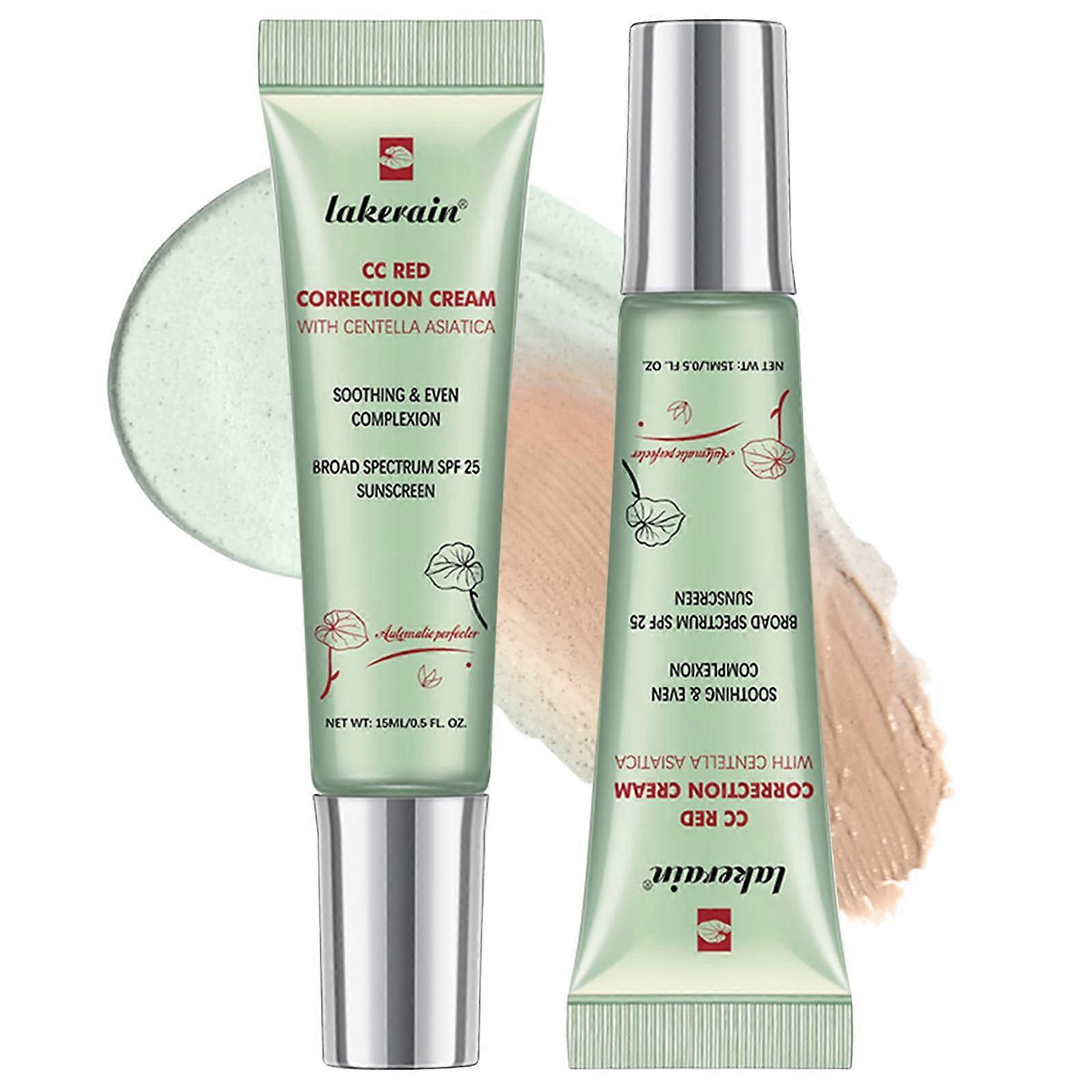 CC Cream for Redness with Centella Asiatica, Medium Coverage Color Correcting Foundation, 2PCS