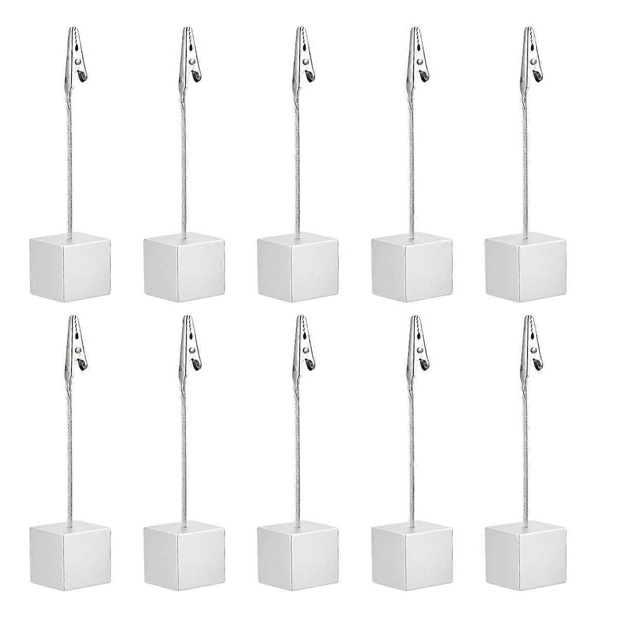 Tinksky 10pcs Cube Base Memo Photo Holder Paper Note Clip (Silver)