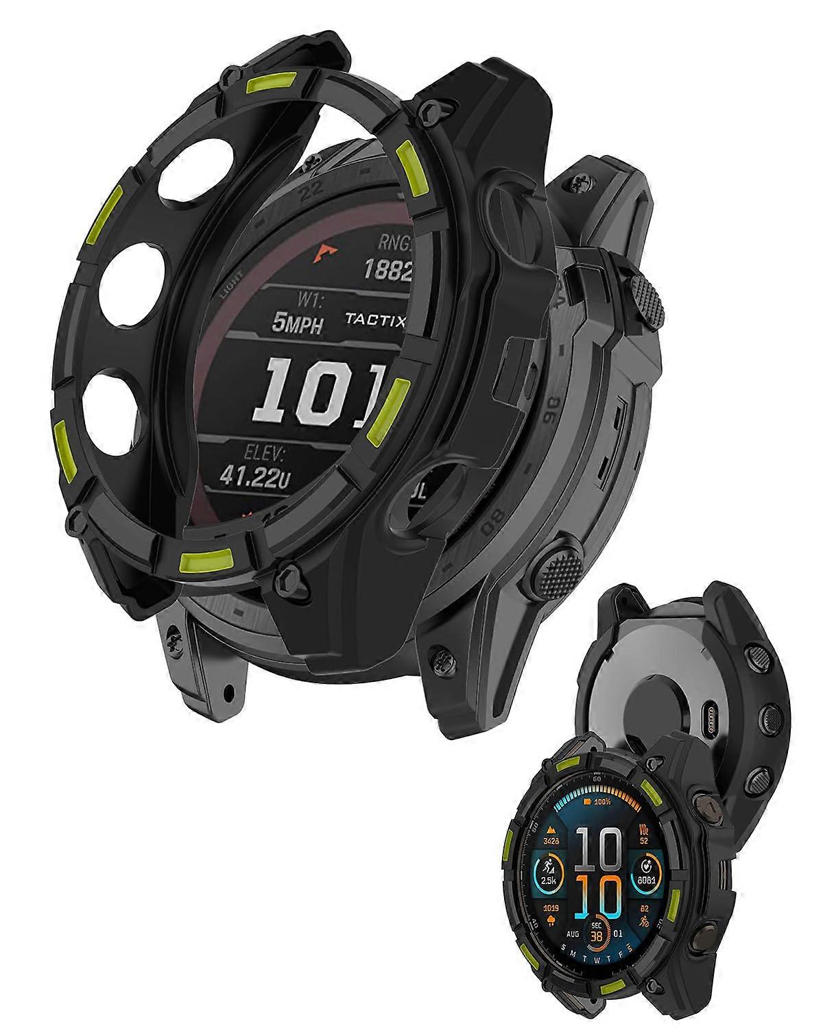 Case Shockproof Full Coverage ScratchResistant TPU Protective Cover Black and Green for Garmin Enduro 3