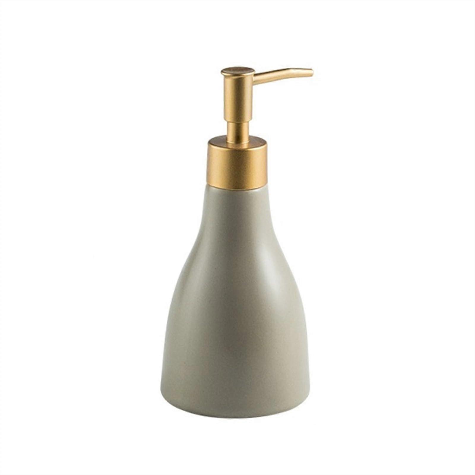Ceramic Soap Dispenser with Matte Finish and Gold Pump, Refillable for Kitchen and Bathroom Use