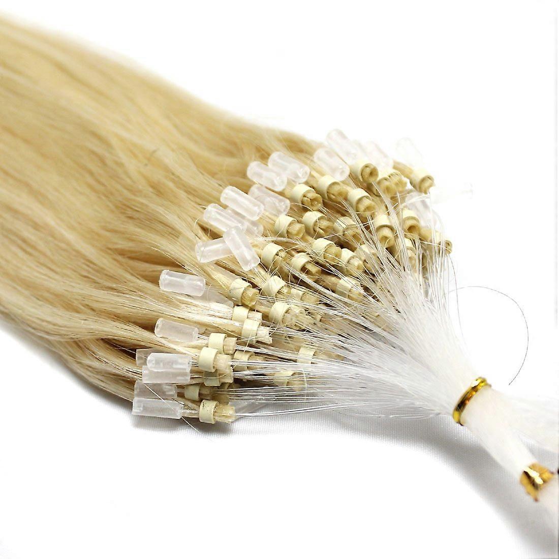 18 Inch Light Blonde Remy Human Hair Extensions Micro Ring Loop Tip Double Drawn Reusable