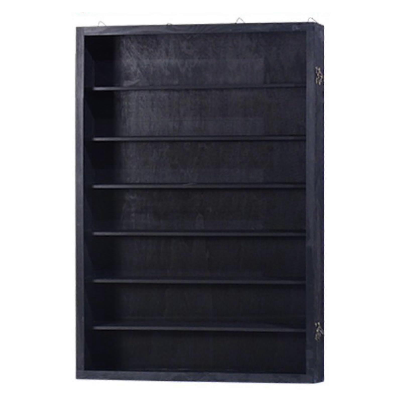 Wall Mounted Display Case Acrylic Wood Shelf 60x8.5x82cm Solid Wood Stability MultiLayer Vertical Storage