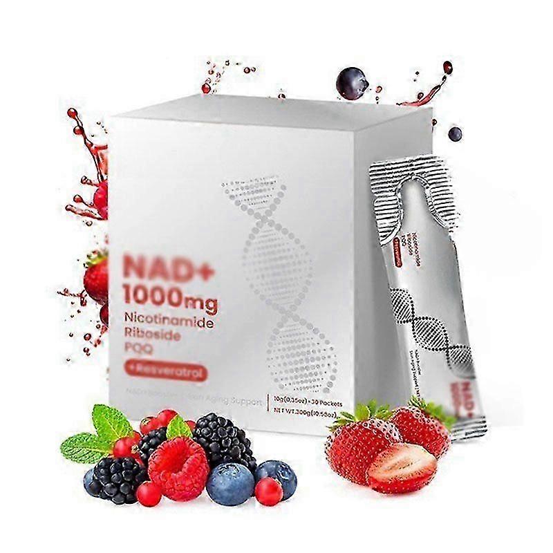 NAD+ 1000mg voedingsdrankmix met bessensmaak ter ondersteuning bij huidveroudering, 30 sticks