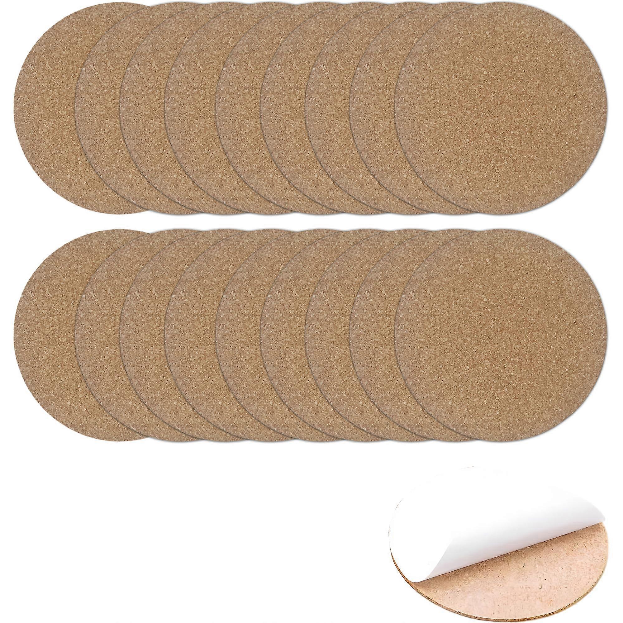 18PCS 100mm SelfAdhesive Cork Coasters, 2mm Thick Round Sheets for Crafts and Table Protection