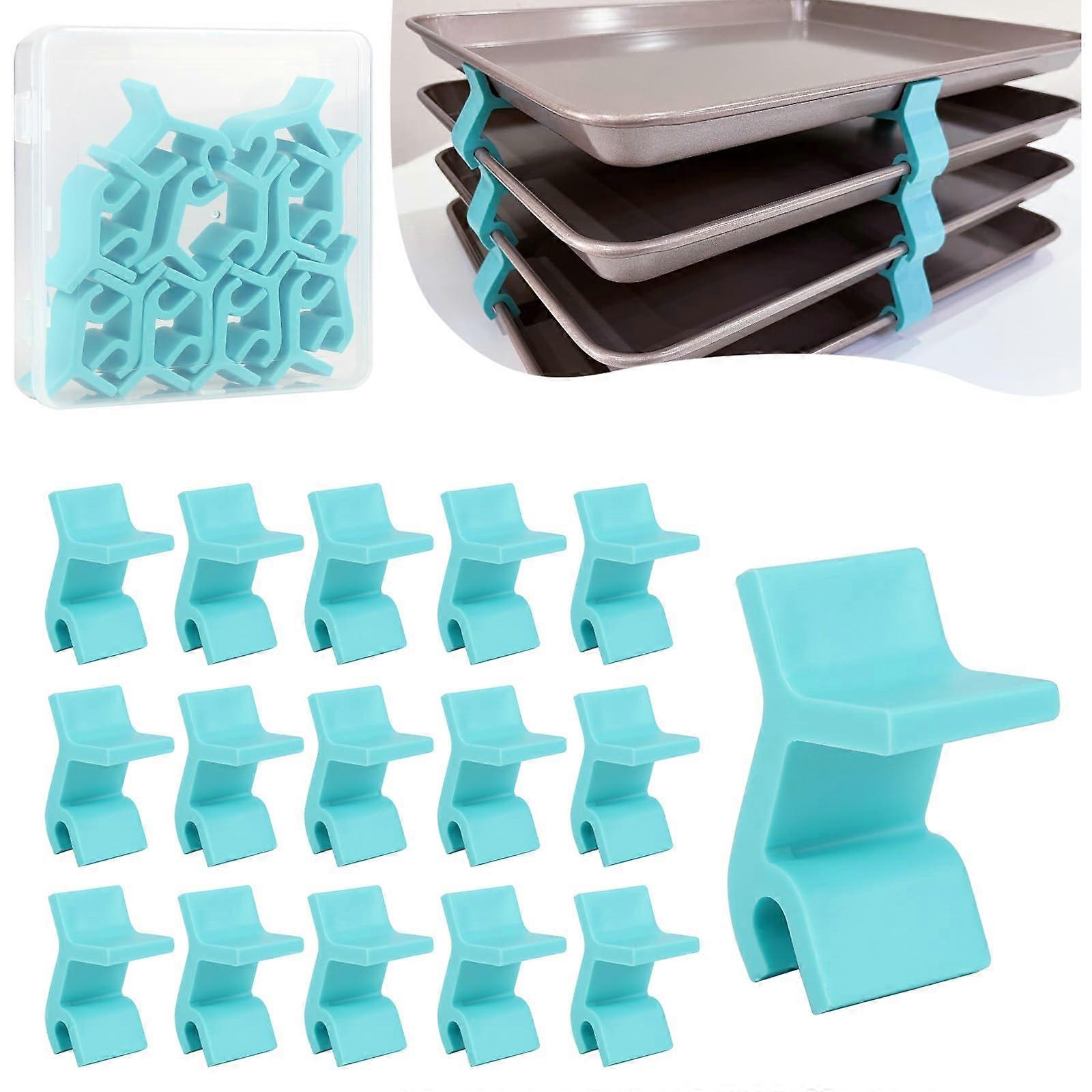 Baking Tray Stacker 16PCS with Storage Box, SpaceSaving Cookie Sheet Organizer, Durable and Reusable
