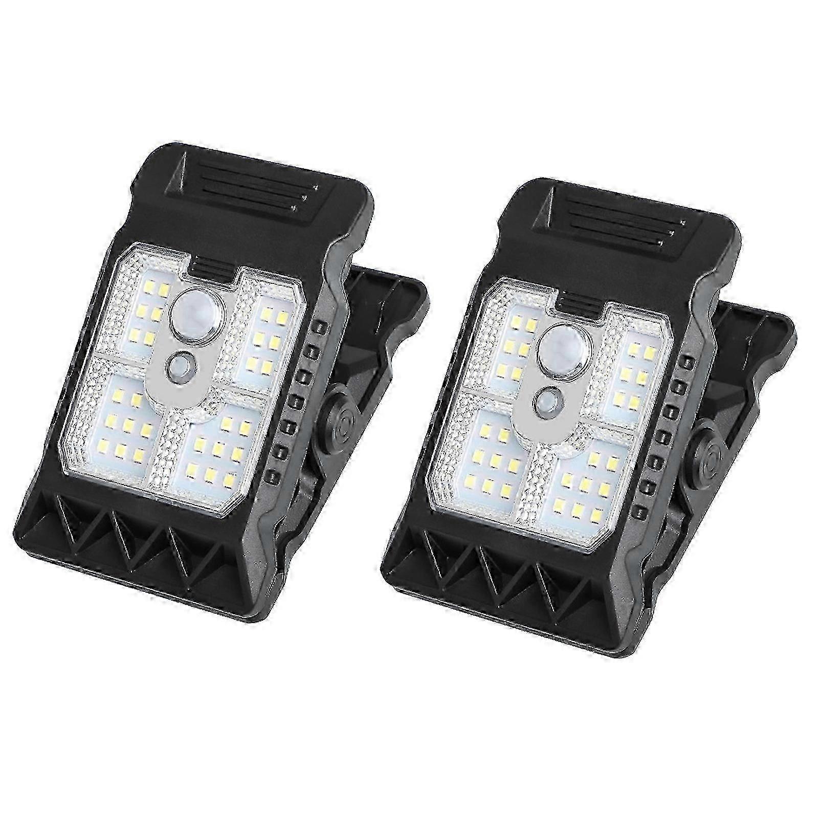 Solar Clip Light, Motion Sensor/Rainproof, 2-Pack, Camping Tent Lighting
