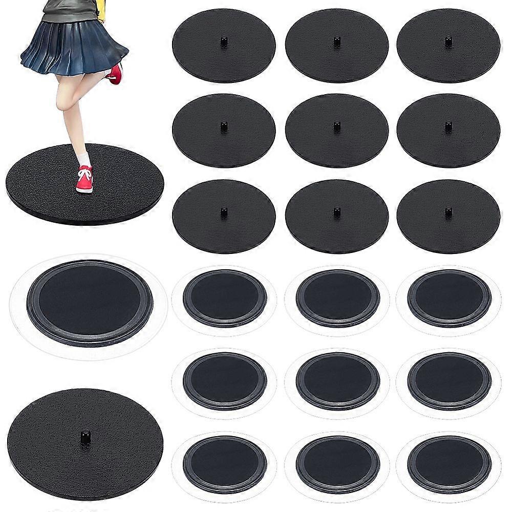 Plastic with Silicone Base Display Rack Display Base Support Stands Flat Round Black 6x0.6cm