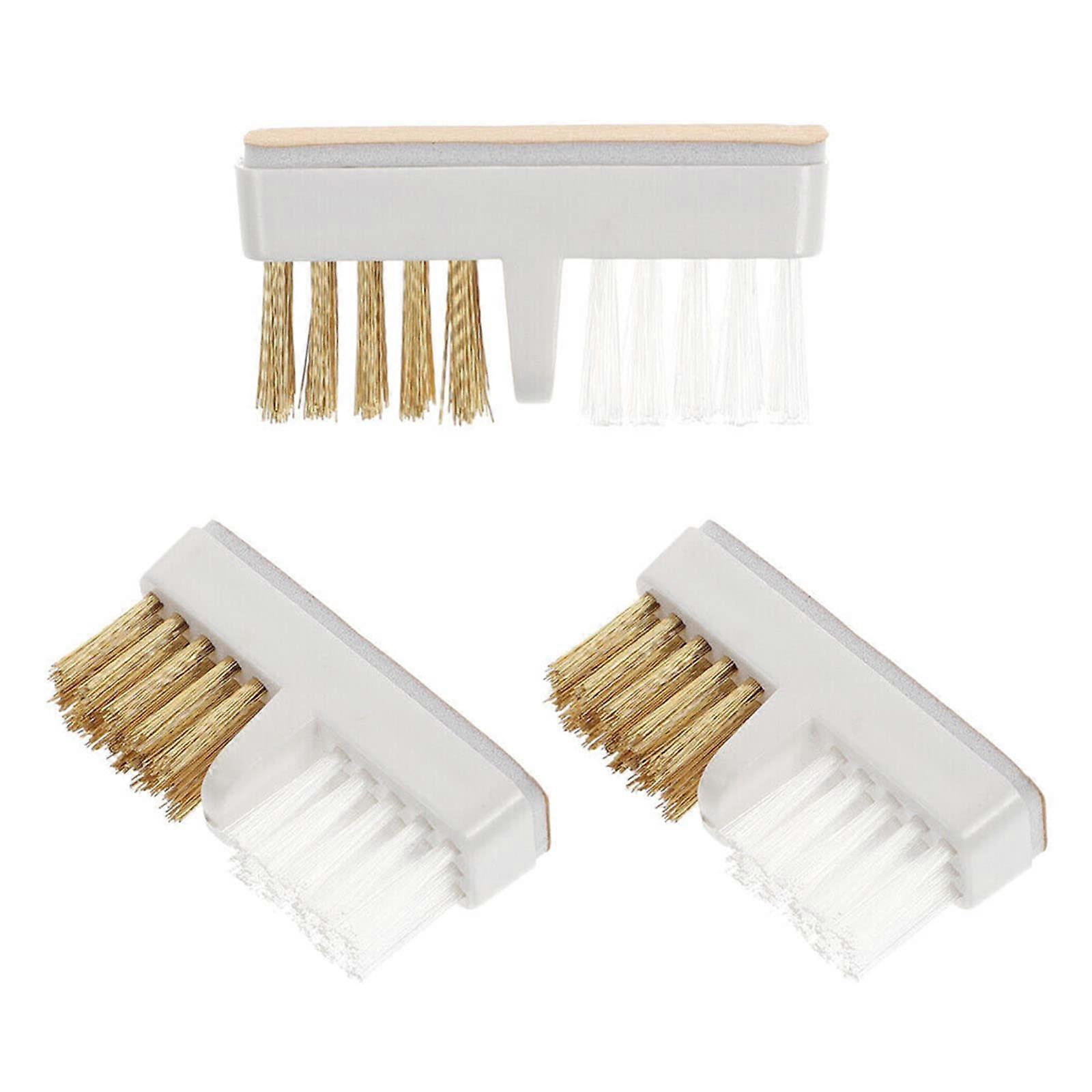 DualSided Nail Drill Bit Cleaning Brush with Copper Wire and Soft Bristles, 3 Pack