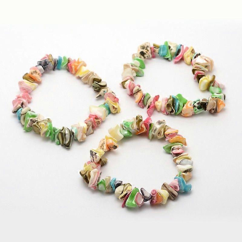 Dyed Natural Spiral Shell Stretch Bracelets Colorful 55mm