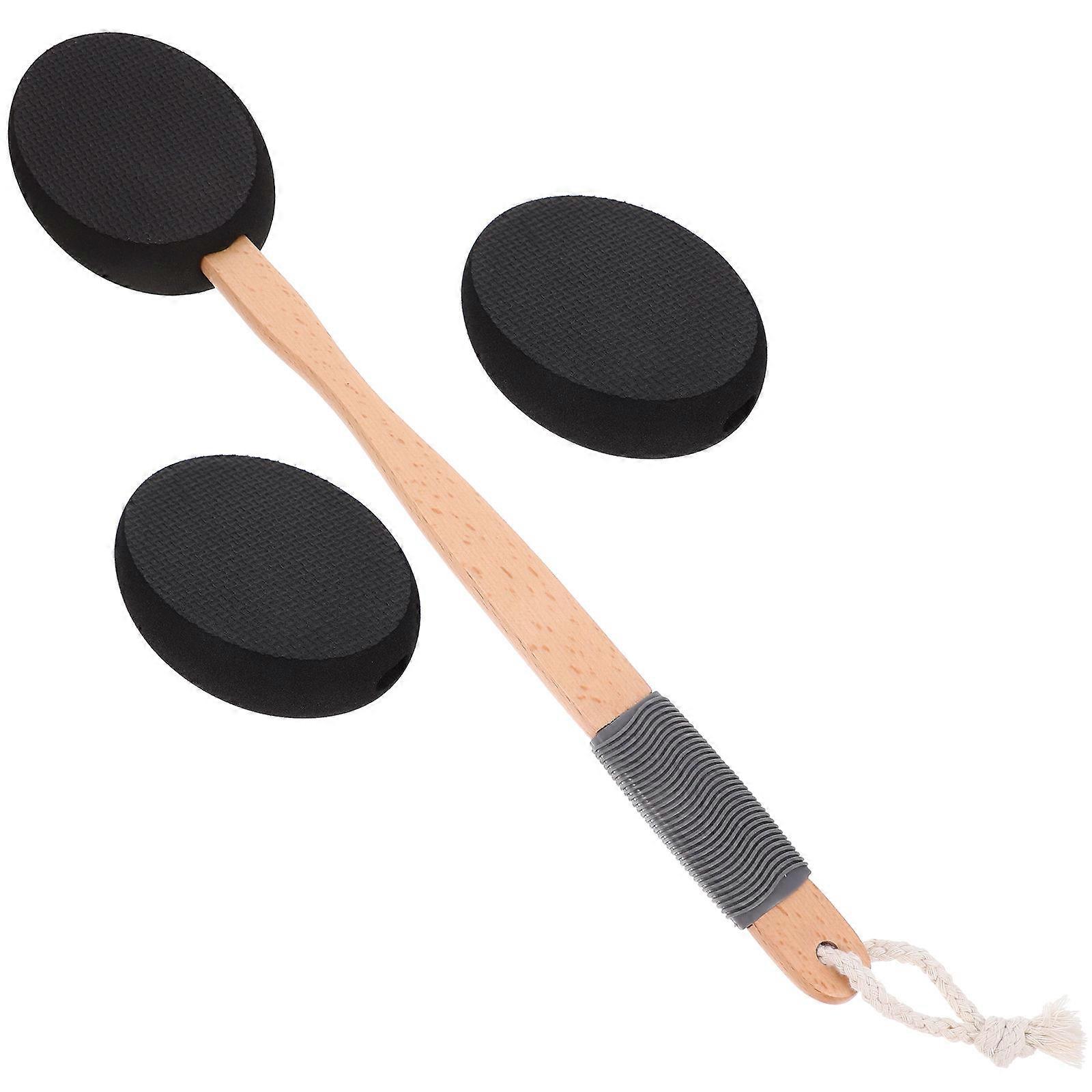 Back Lotion Applicator Bath Brush Wood Handle for Comfortable Use 1Set