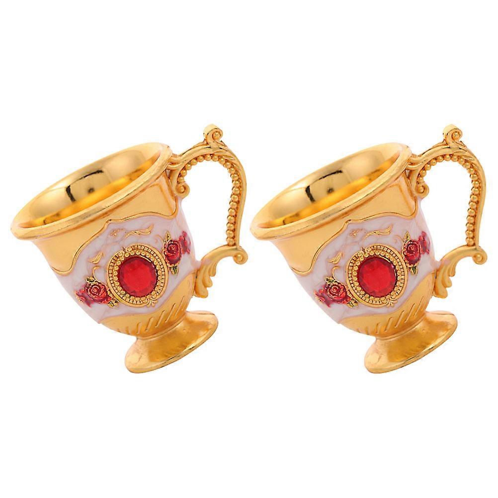 Metallic Embossed Wine Cup Household Multi-Function Liquor Cup 2Pcs