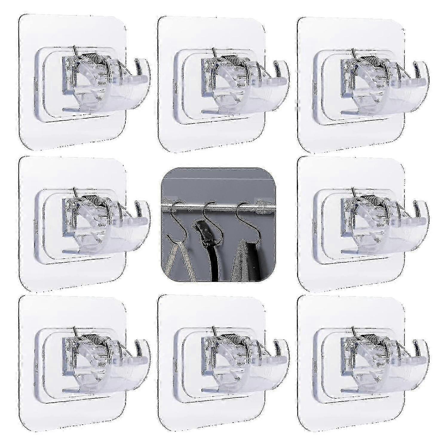 8pc Transparent No Drill Adjustable Curtain Hooks