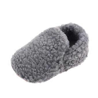 Babyskor Halkfria Prewalker Enkla skor Platta skor, Vinterskor för småbarn Babysöta mode Enfärgade tjocka fleece-tofflor Mjuka bottenskor