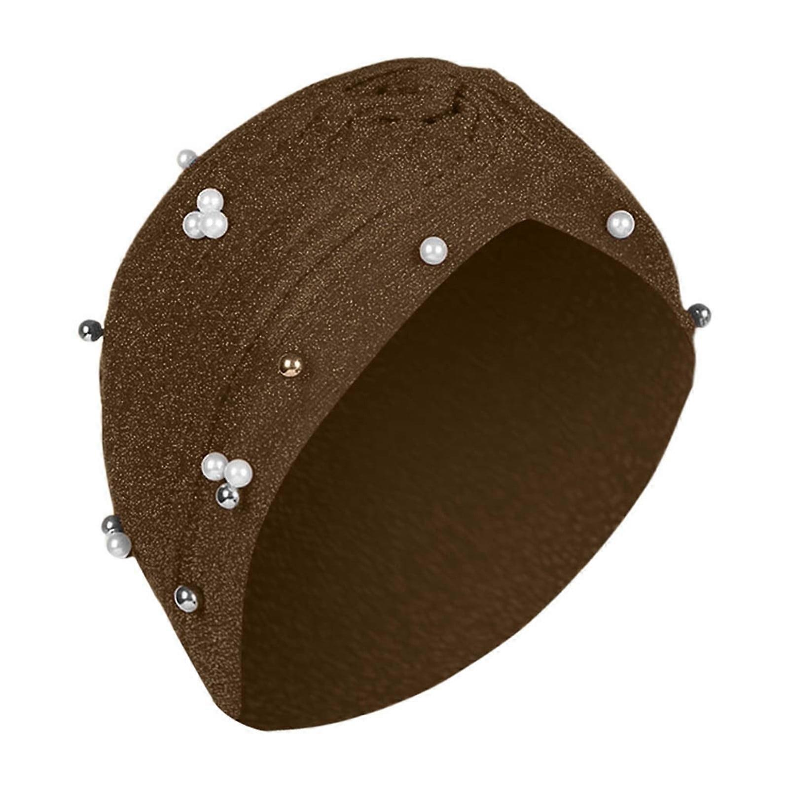 Women's Bright Silk Solid Color Beaded Easy Headband Hat