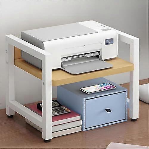 2Tier Adjustable Printer Stand with Storage Shelves, SpaceSaving Printer Table for Home Office, Black