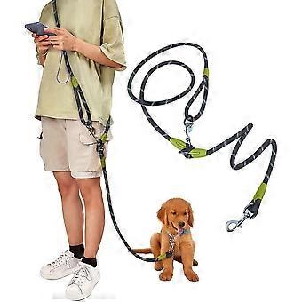 Laisse mains libres pour chien, bandoulière, laisse de course, corde pour animaux de compagnie mains libres pour la randonnée et le dressage, ceinture réfléchissante robuste pour la promenade des animaux de compagnie (noire)