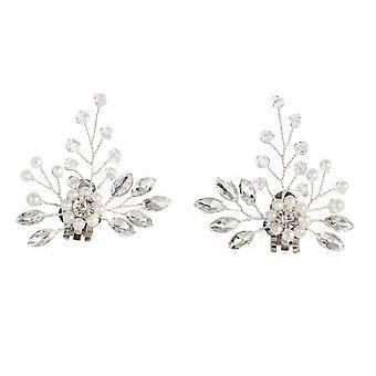 1 Paar abnehmbare Hochzeitsschuhe Accessoires Perle Strass Schuhe Schnalle (Silber)