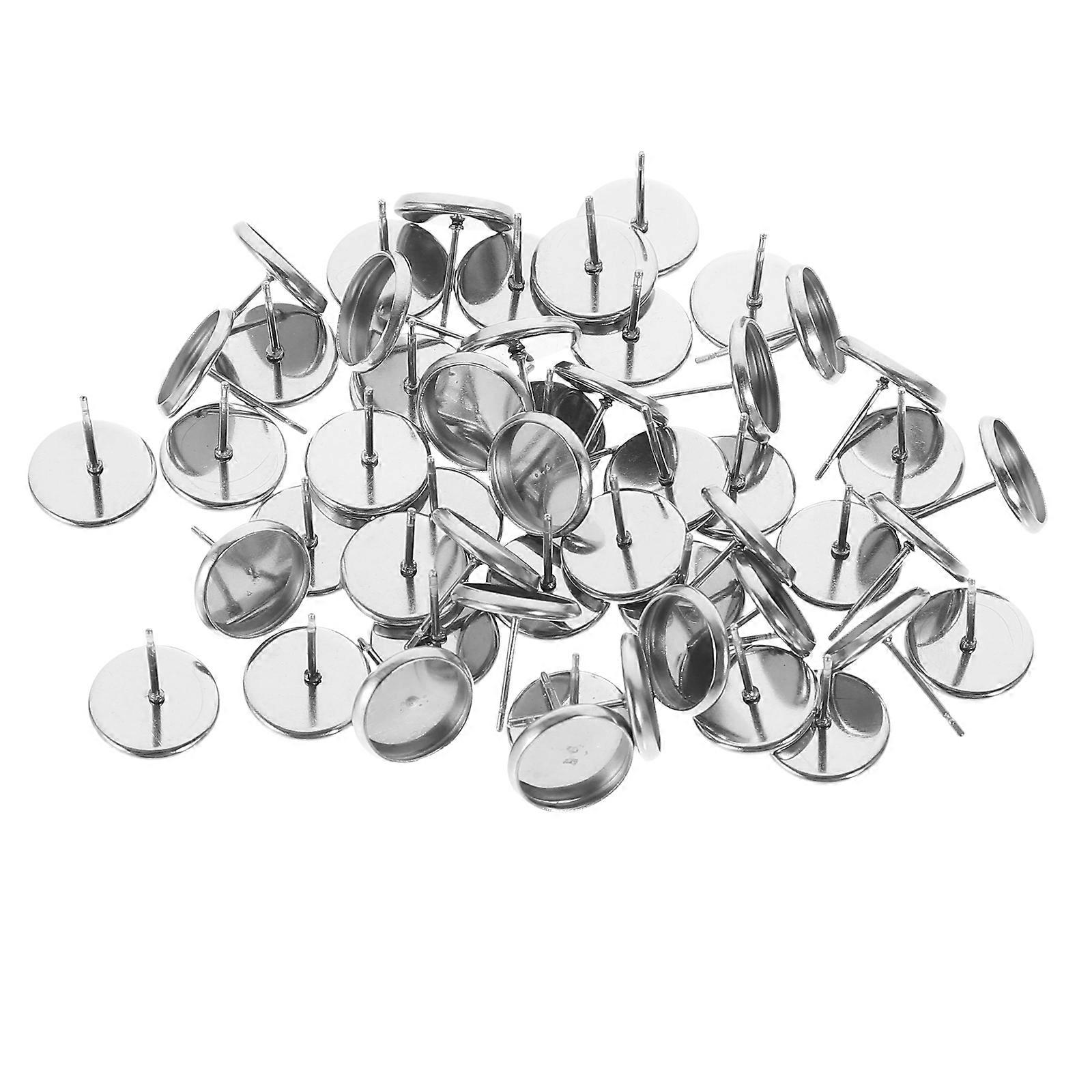 DIY Ear Stud Earring Setting with 50Pcs Silver Stud Posts