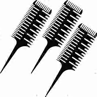 3-weg haarkam voor highlights en knippen, 3-zijdige highlightkam, weefkam, stylingkam, verfkam voor het kleuren en highlighten van haar.