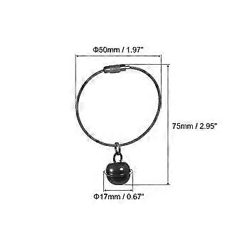 Paquete de 5 cascabeles para mascotas, llaveros de alambre de acero inoxidable de 50 mm/1,97" de diámetro, cascabeles negros para manualidades.