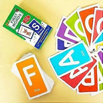 54 PCS First Word Flashcards for Kids - Double-Sided Learning Cards with Alphabet, Foods, Animals & More!