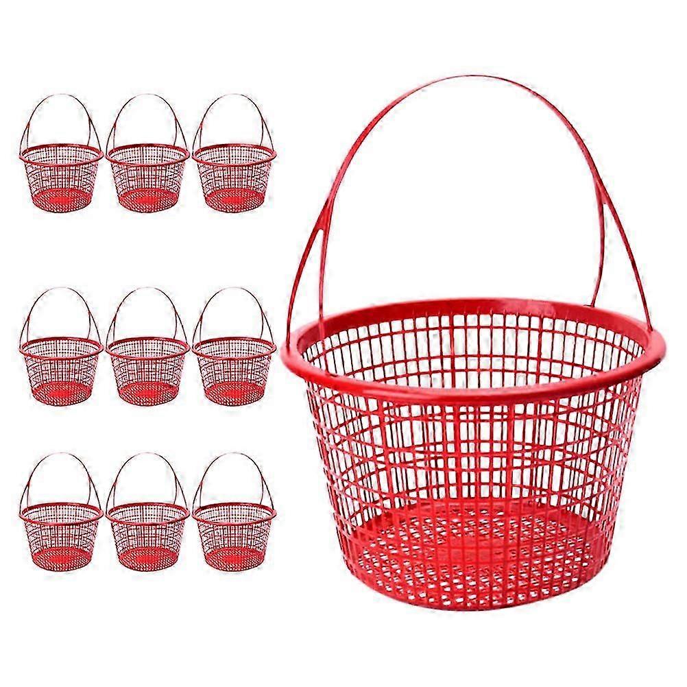 Fruit Picking Basket | 10Pcs | with Handle | Red