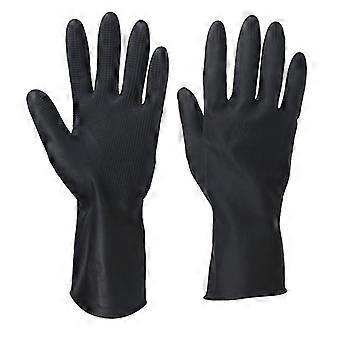 Haarfärbehandschuhe, schwarze, wiederverwendbare Latexhandschuhe zum Färben von Haaren im Salon, dicke Gummihandschuhe zum Reinigen, Kochen und Geschirrspülen (2er-Set, schwarz)