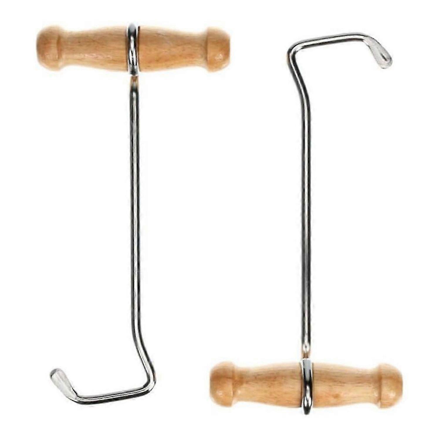 2pack Boot Hooks and Puller for Cowboy Boots, Wood Handles, Boot Pulls with Handle