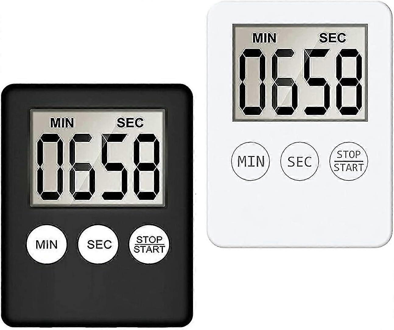 2 Piece Digital Kitchen Timer with Snooze Function, Short Term Timer, Egg Timer, Kitchen Clock, for Cooking, Learning